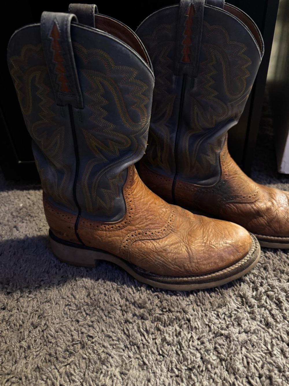 Ariat Two-Tone Brown and Dark Gray Leather Cowboy Boots